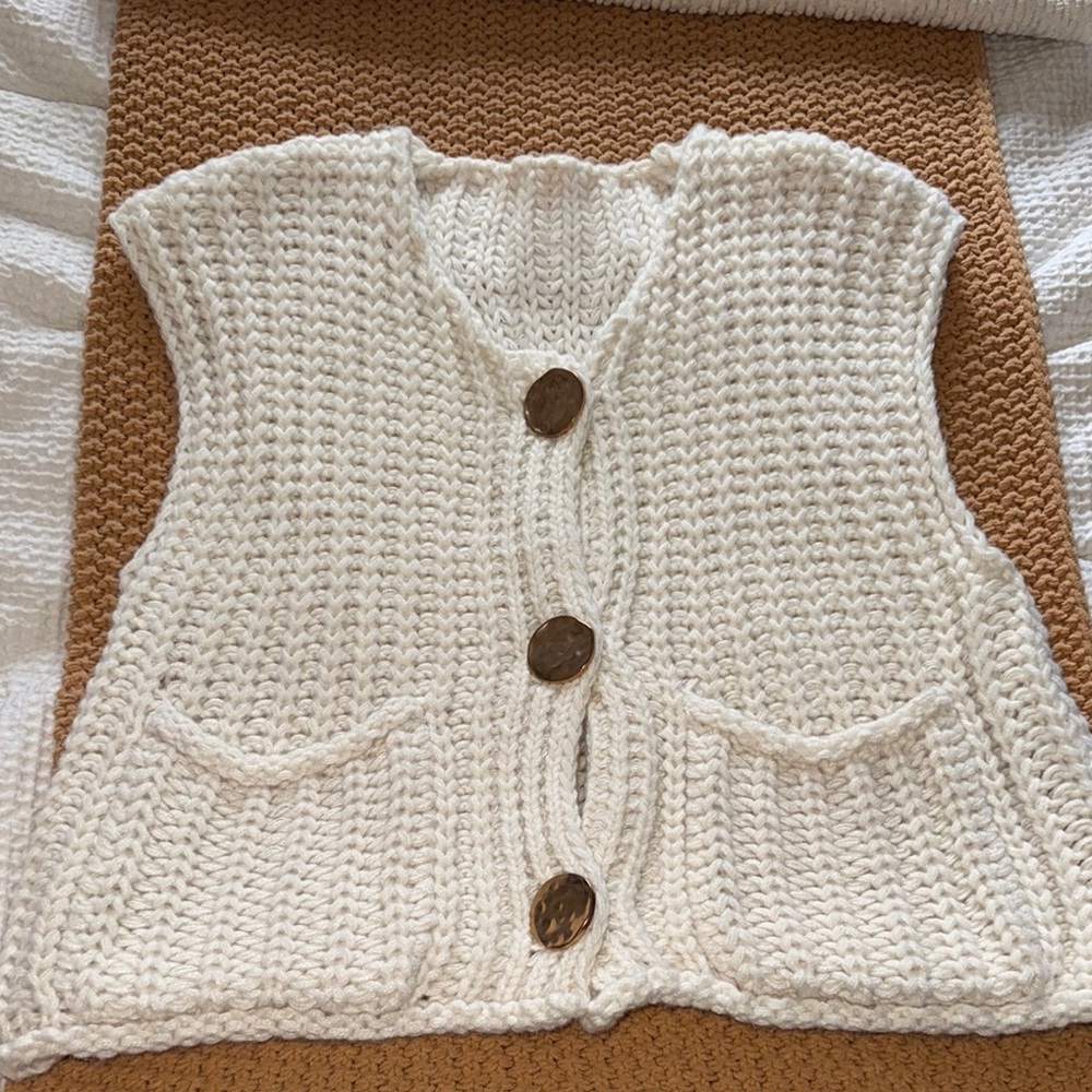 Cozy Cream Knit Sweater Vest